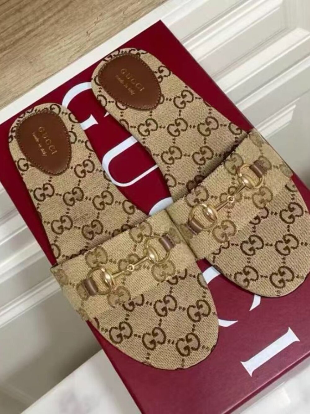 Gucci GG Canvas Horsebit Slide Sandals